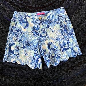 Lilly Pulitzer Blue and White High Waist Floral Shorts